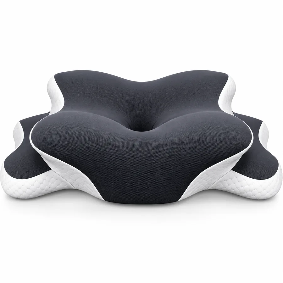 Oreiller ergonomique papillon NexaSleep gris anthracite et blanc